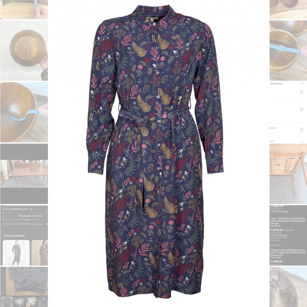 Barbour Navy Floral Long Sleeve Dress